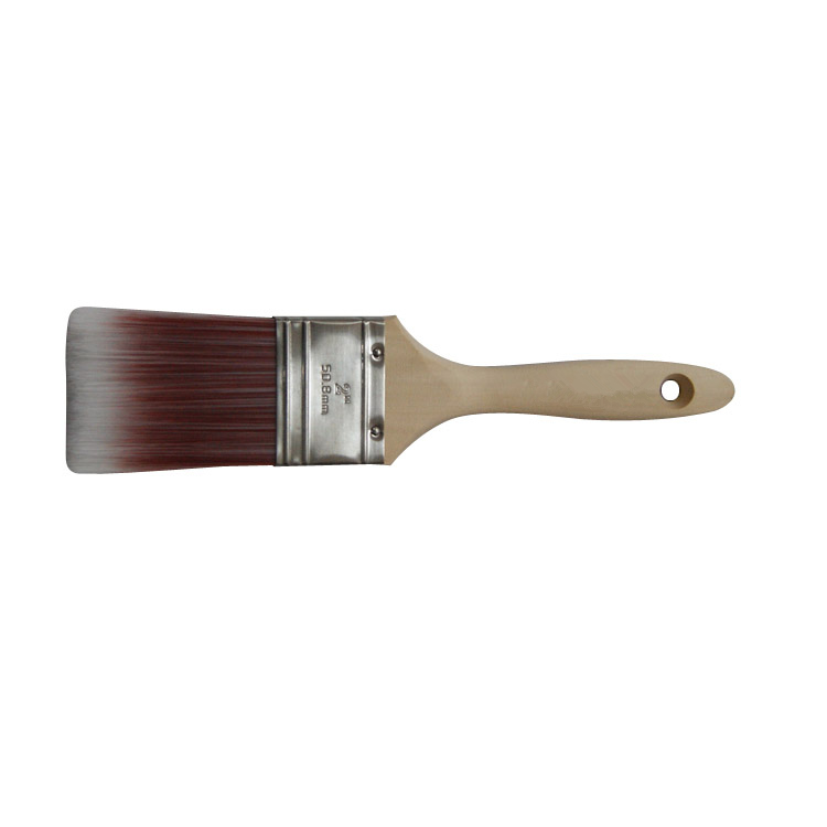 Pro Grade Tapered Solid Filament PET Premium Flat Brush Paint Brush Stainless Steel Ferrule Short Maple Handle 