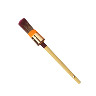 Wooden Handle Corner Detailed Round Head Paint Brushes Synthetic Oval Brush