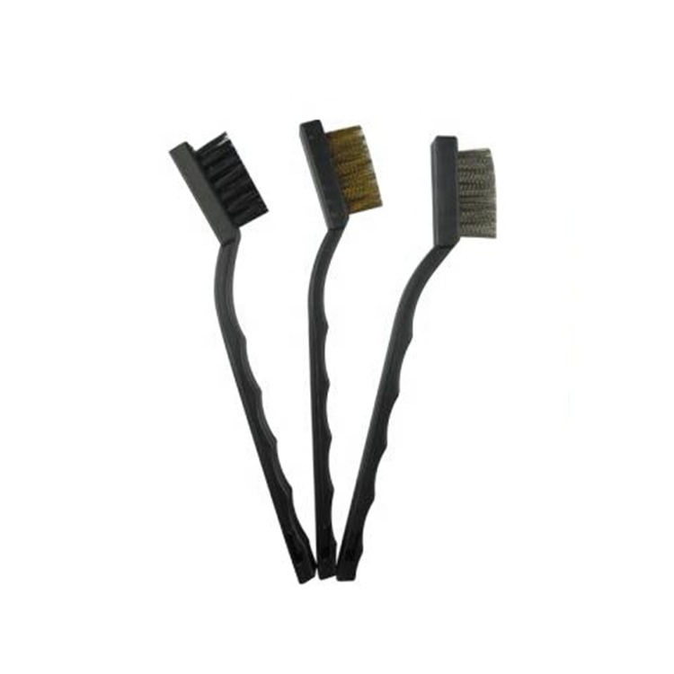 Scratch Brush 3pc 7 inch Cleaning Mini Brass Steel Wire Brush Auto Detailing Brush Set