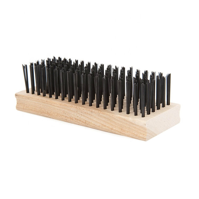 Metal Polishing Cleaning Brush Tool Stainless Steel Tempered Steel Wire Brush 6 Rows Rectangular Shaped Wood Block