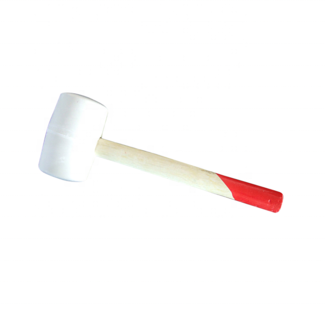 Powerbuilt 16 Ounce White Rubber Mallet High Elastic Shockproof Double Faced Hammer with Hardwooden Handle 