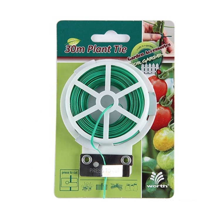 Garden Cable 30/50/100m Plant Twist Tie with Cutter Sturdy Green Coated Wire for Gardening Home Office Reusable Wire Cable 