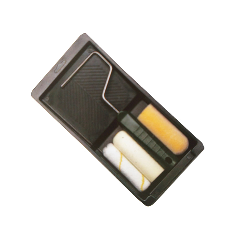 Professional Wall Paint Roller Brush Set Replaceable Rollers Total 5 Pieces Mini 4inch Tray Tools Kit