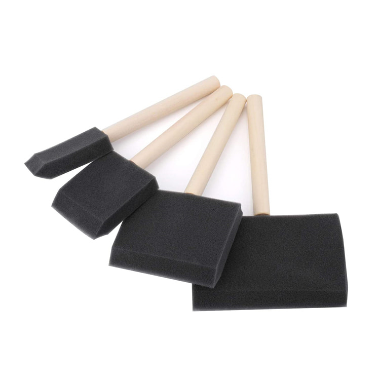 DIY Eva Painting Brush Wooden/Plastic Handle High Density Foam Brush Sponge Paint Brush Apply to All Paints Varnishes