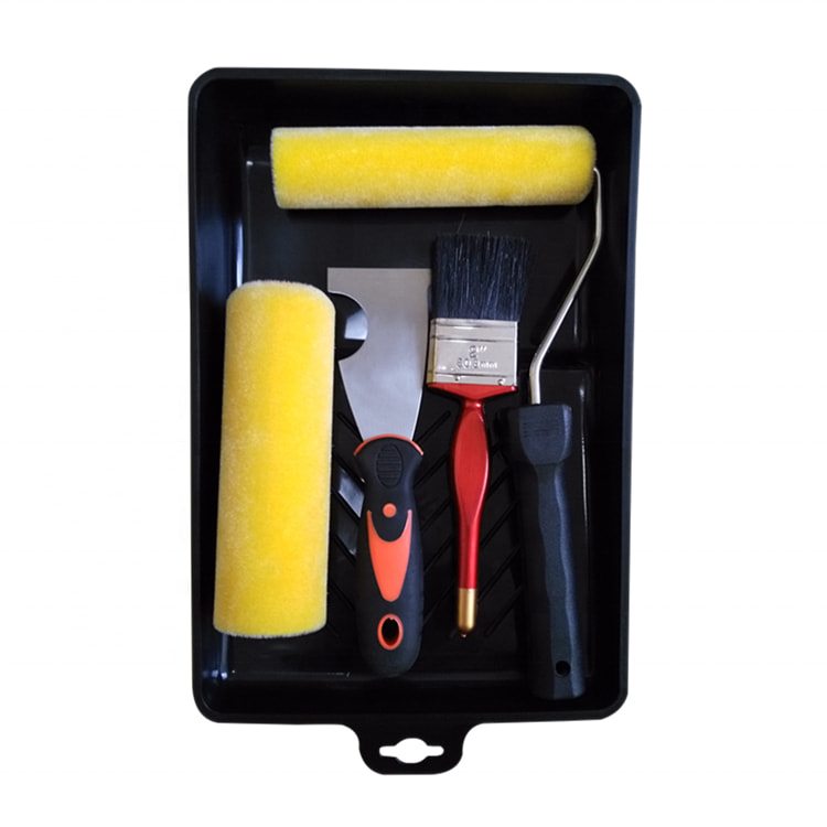 6 Piece 150mm Flocked High Density Foam Roller Paint Tool Set For Water Paints