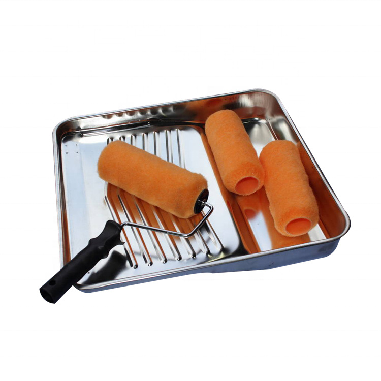 Wall Paint Brush Roller Kit 9 Inch Metal Paint Roller Tray Extra Complete Paint Runner Set with Frame