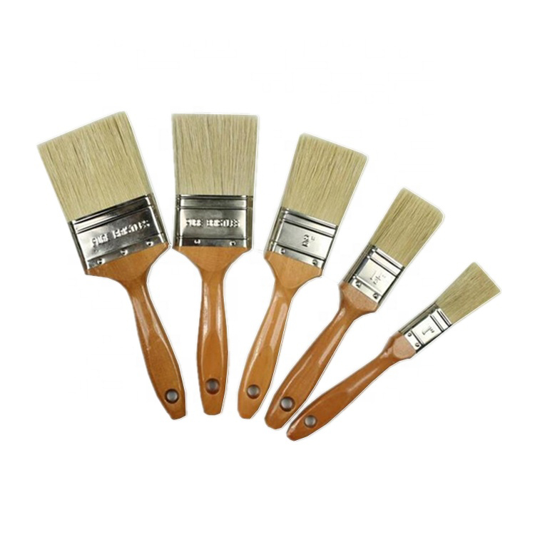 Clear Varnished Paint Brush Set Different Size Nylon Bristle Oil Acrylic Paints Wall Painting Wooden Handle Paintbrush