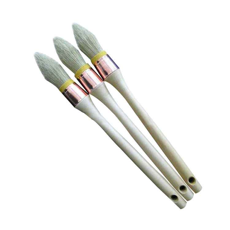 High-grade beige bristle round oil chalk painting brush detailed brush