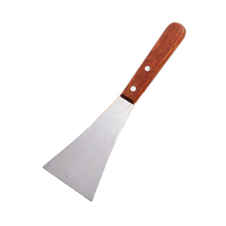 Baking Tools Cheese Knives Tools Dough Spatulas Wide Stainless Steel Bent Blade with Deluxe Wooden Grip Bake Scraper