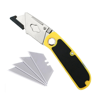Foldable Utility Knife with Non-slip Grip stainless steel T-blade Cutter Art Supplies Soft Rubber Plastic Steel Handle