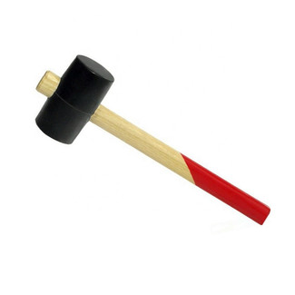 Black Non-elastic Rubber Hammer Tile Hammer with Round Head Hardwood Handle French Style Mallet
