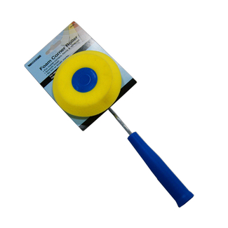 Circular Corner Roller Brush Yellow Color Sponge Paint Brush Normal Density Round Head Foam Roller with Plastic Handle