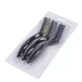Wire Brush Set Scratch Brush Set for Cleaning Welding Slag Rust and Dust Curved Handle Stainless Steel and Brass Black