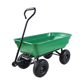 Large capacity garden move tool cart poly dump cart mini dumper with steel frame and 10-in. Pneumatic tires