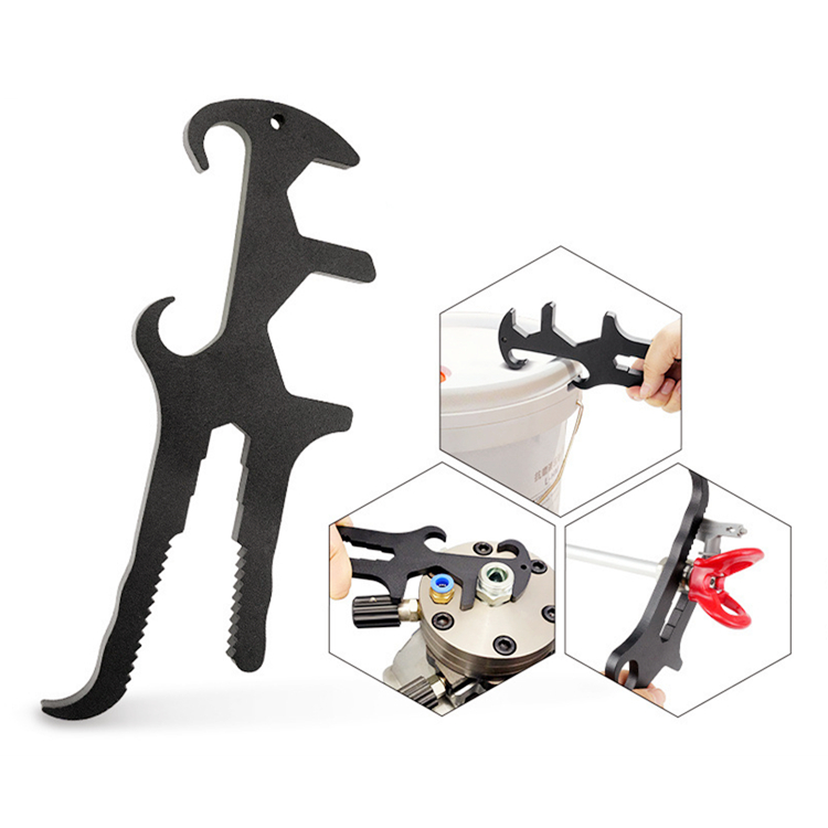 Sanfine 10-in-1 Multi-function Spraying Machine Wrench Paint Bucket Barrel Opener Cast Iron Spanner Lid Opener for Painters