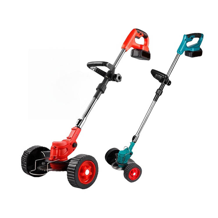 Sanfine Cordless Adjustable Lawn Mower Electric String Trimmer Lawn Saw Grass Cutter with Multiple Blades for Yard Green Garden