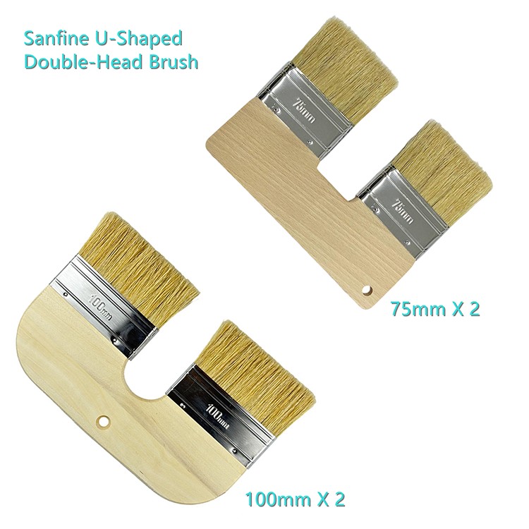Deck Stain & Sealer Block Paint Brush Double Heads U Shaped Reusable Painting Large Masonry Paintbrush Wide Limewash Brushes