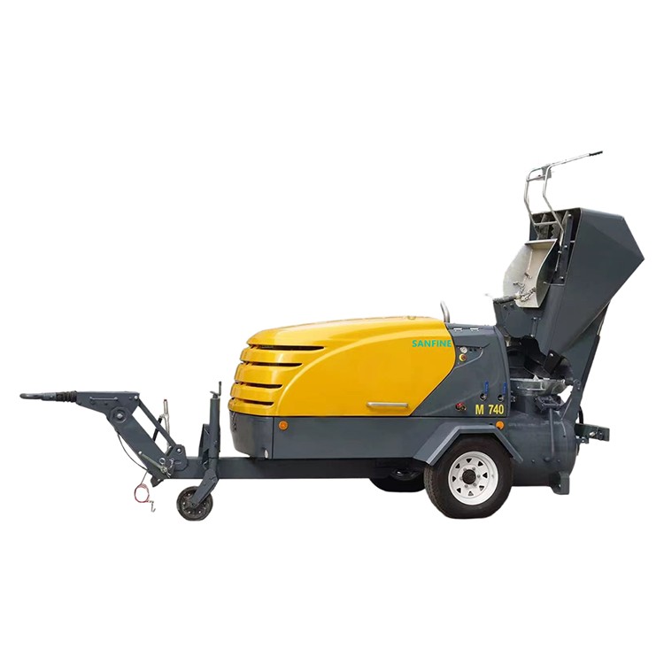 Concrete Sprayer Machine Throws Out Semi-dry Floor Screed Mixture Mortar Pump Hopper Semi-trailer Mounted Floor-screed Conveyor